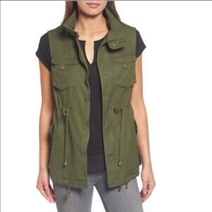 Pleione | Cotton Twill Green Utility Military Layering Vest